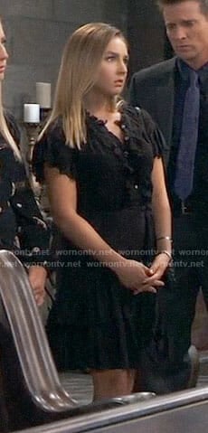 Kristina’s black ruffled eyelet dress on General Hospital