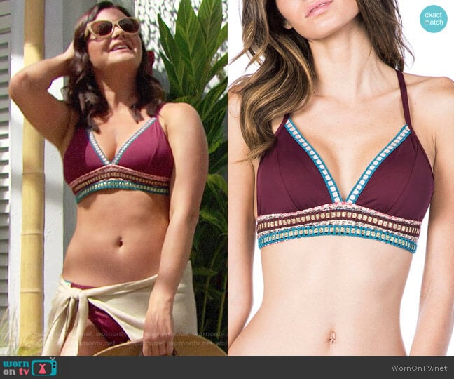 La Blanca Running Stitch Triangle Bikini Top worn by Katie Logan (Heather Tom) on The Bold and the Beautiful