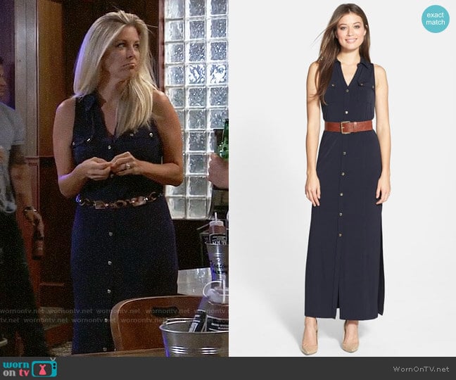 MICHAEL Michael Kors Sleeveless Maxi Shirtdress worn by Carly Spencer (Laura Wright) on General Hospital