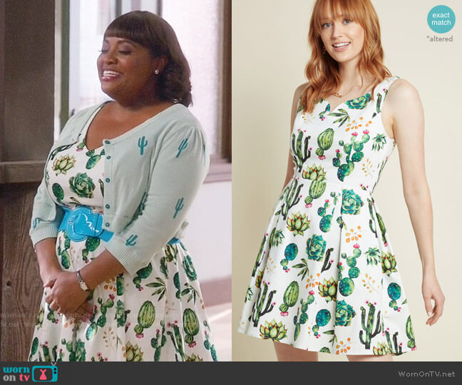 Dashing Darling A-Line Dress in Succulents from ModCloth worn by Anne Flatch (Sherri Shepherd) on Trial and Error