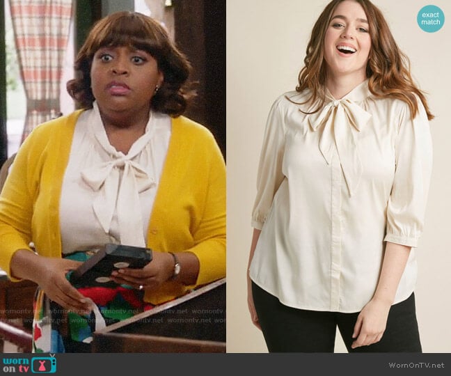 Vanilla Milk Button-Up Top from ModCloth worn by Anne Flatch (Sherri Shepherd) on Trial and Error