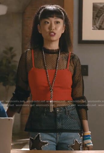 Monica’s orange cropped camisole on Take Two