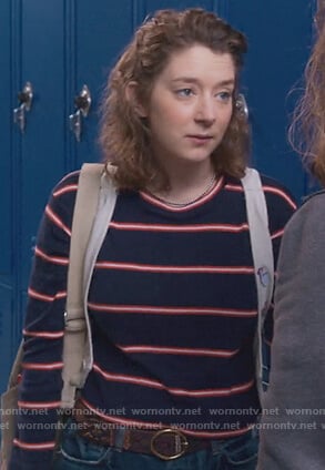 Nonnie’s blue striped long sleeve tee on Insatiable