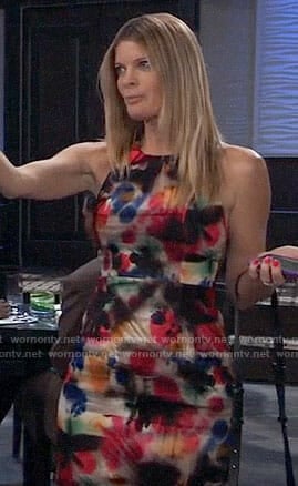 Nina’s multi-colored paint splatter dress on General Hospital