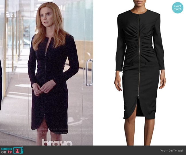 Oscar de la Renta Long-Sleeve Zip-Front Dress worn by Donna Paulsen (Sarah Rafferty) on Suits