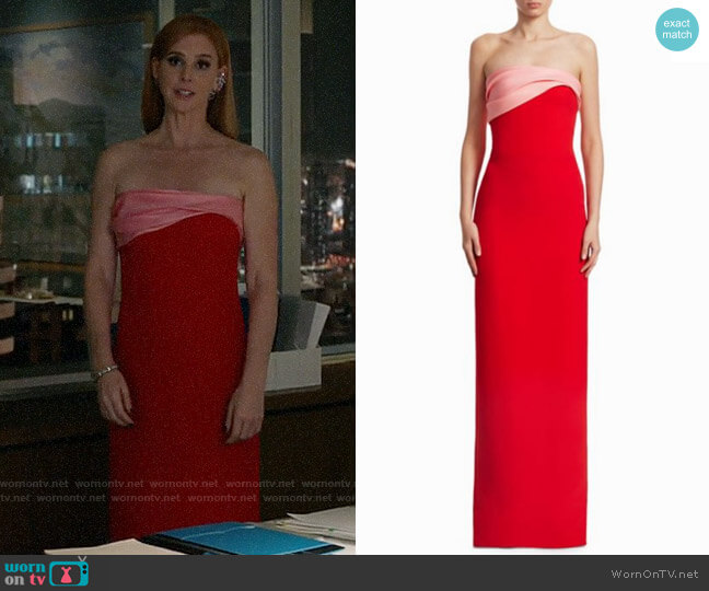 Oscar de la Renta Two-Tone Strapless Silk Gown worn by Donna Paulsen (Sarah Rafferty) on Suits