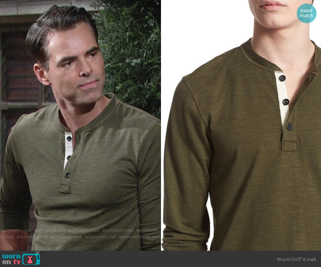 Rag & Bone Standard Issue Henley worn by Billy Abbott (Jason Thompson) on The Young and the Restless