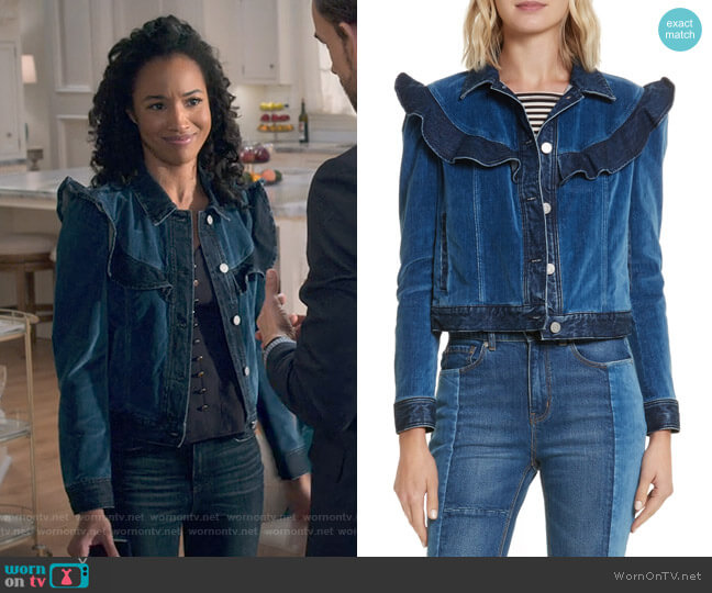 Rebecca Taylor Velvet Denim Jacket worn by Magnolia Barnard (Erinn Westbrook) on Insatiable