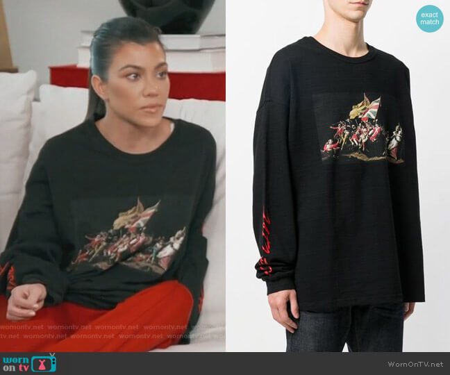 Represent Battle Print Sweatshirt worn by Kourtney Kardashian on Keeping Up with the Kardashians
