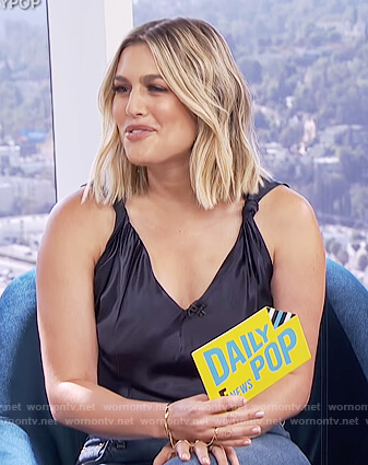 Carissa’s black twist strap top on E! News Daily Pop