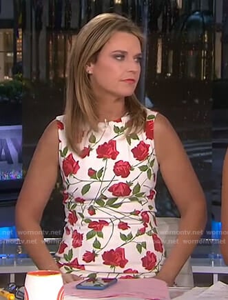Savannah’s white rose print dress on Today