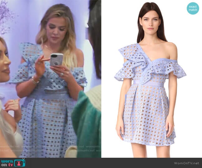 Self Portrait Guipure Frill Mini Dress worn by Khloe Kardashian on Keeping Up with the Kardashians