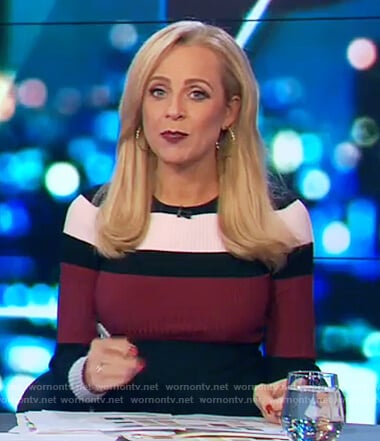 Carrie’s striped ribbed dress on The Project