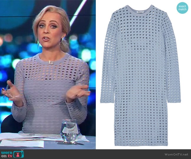 T by Alexander Wang Laser-cut stretch-jersey mini dress worn by Carrie Bickmore on The Project