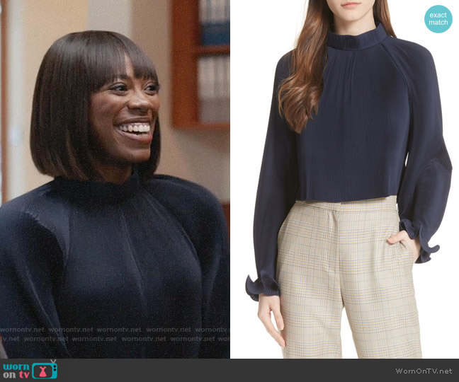 Tibi Pleated Crop Top worn by Molly Carter (Yvonne Orji) on Insecure