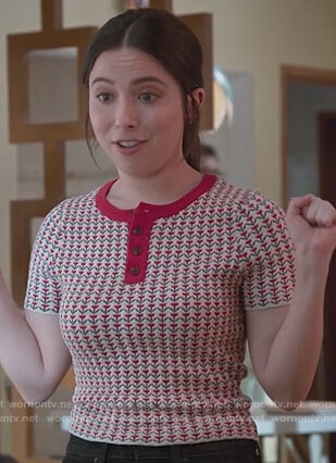 Esther’s tulip print knitted tee on Alone Together