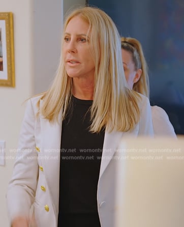 Vicki’s white gold button blazer on The Real Housewives of Orange County