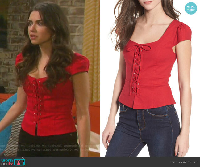 Wayf Laney Lace-Up Top worn by Ciara Brady (Victoria Konefal) on Days of our Lives