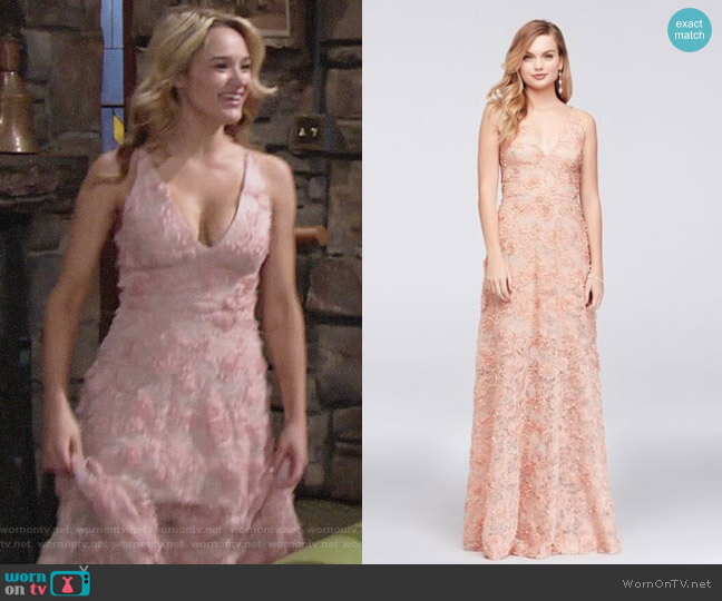 Xscape 3D Floral Applique Lace A-Line Gown worn by Summer Newman (Hunter King) on The Young and the Restless