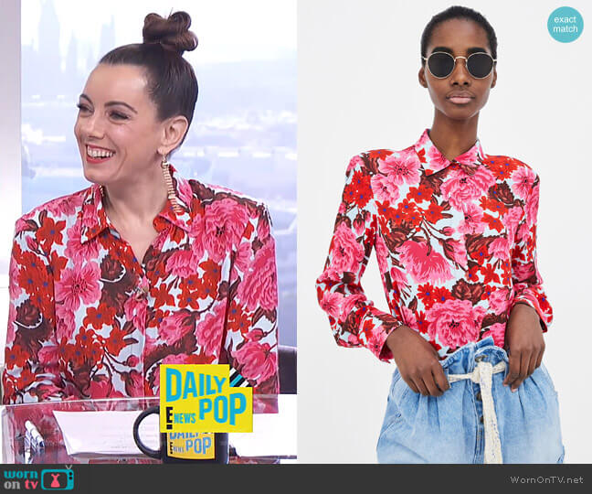 Zara Printed Floral Shirt worn by Melanie Bromley on E! News