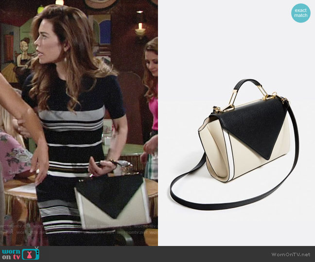 Zara Crossbody Bag with Contrast Flap worn by Victoria Newman (Amelia Heinle) on The Young and the Restless