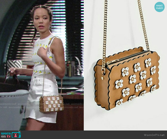 Zara Floral Applique Crossbody Bag worn by Mattie Ashby (Lexie Stevenson) on The Young and the Restless