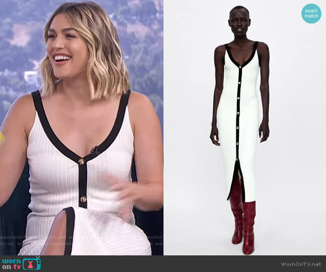 Zara Ribbed Dress with Buttons worn by Carissa Loethen Culiner on E! News
