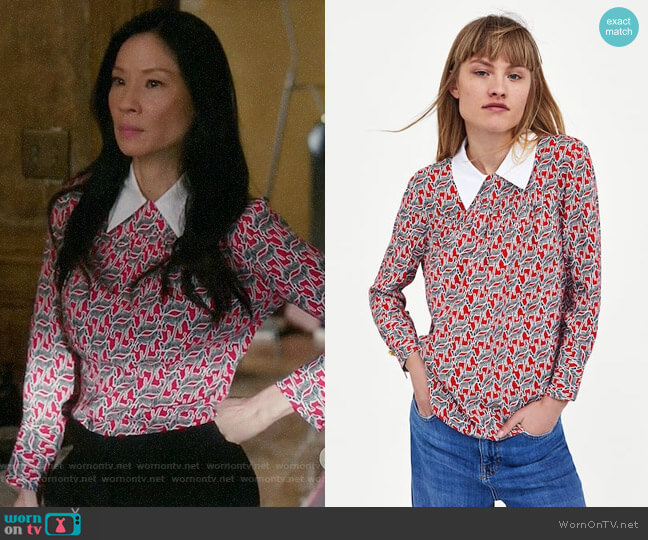 Zara Top with Contrasting Collar worn by Joan Watson (Lucy Liu) on Elementary