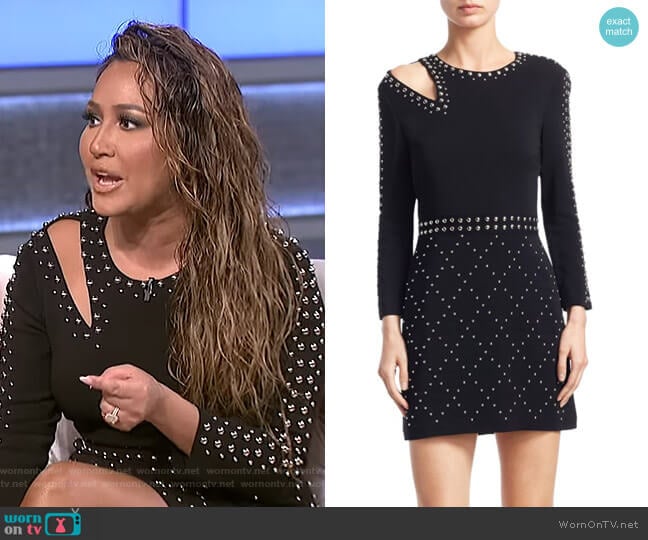 ALC Taraji Studded Mini Dress worn by Adrienne Houghton on The Real