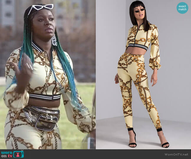 Akira Playing in Chains Cropped Jacket worn by Porsha Taylor (Ta'Rhonda Jones) on Empire