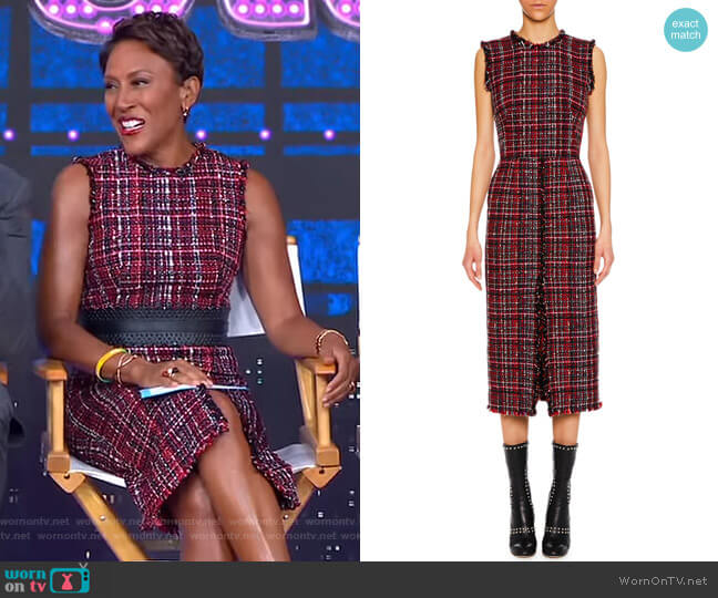 Alexander McQueen Sleeveless Tweed Dress worn by Robin Roberts on Good Morning America