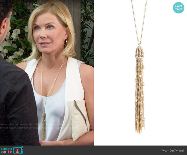 Alexis Bittar Cascading Crystal Tassel Necklace worn by Brooke Logan (Katherine Kelly Lang) on The Bold and the Beautiful