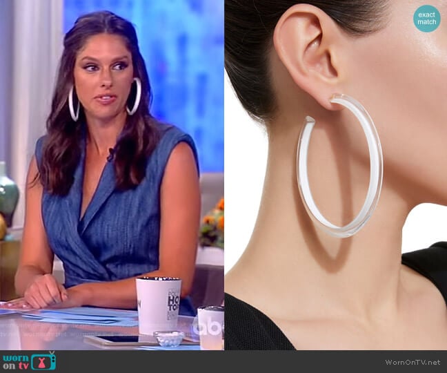 Alison Lou Large Jelly Lucite Hoop Earrings worn by Abby Huntsman on The View