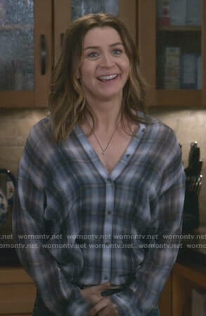 Amelia’s plaid blouse on Grey’s Anatomy