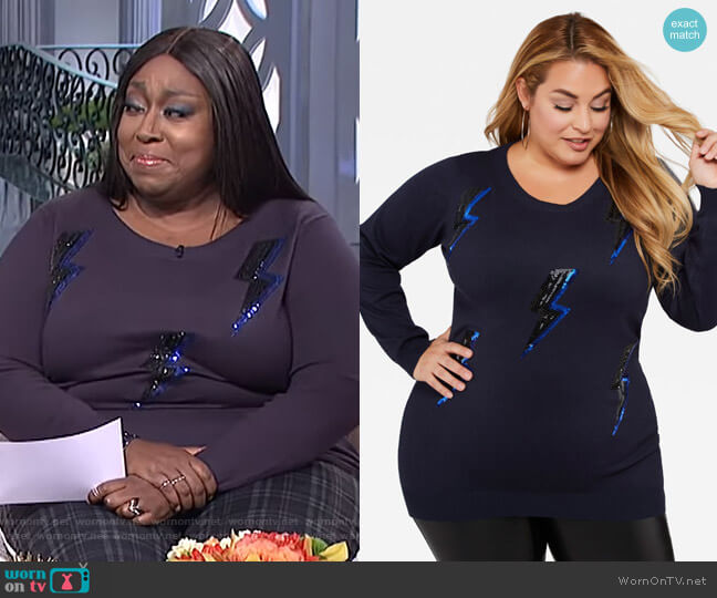 Ashley Stewart Navy Blazer worn by Loni Love on The Real