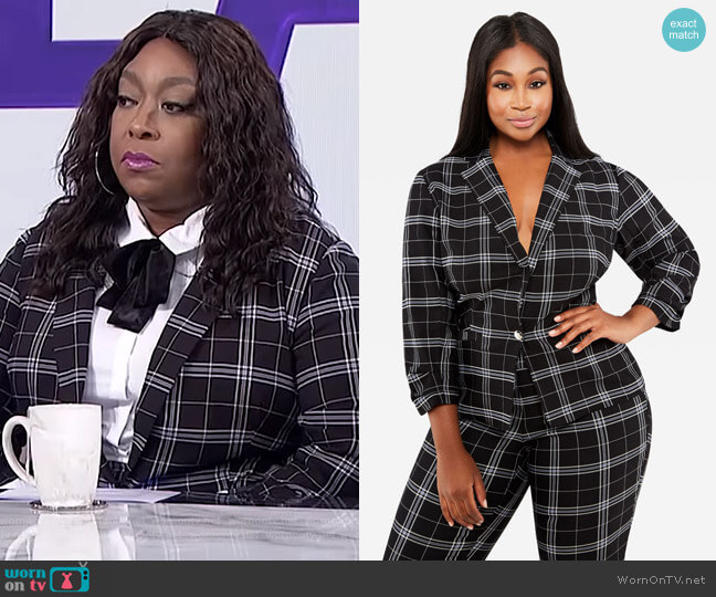 Ashley Stewart Plaid Print Blazer Jacket worn by Loni Love on The Real