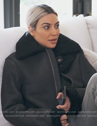Kim’s black leather jacket on Keeping Up with the Kardashians