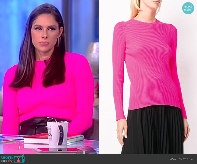 Balenciaga Neon ribbed-knit top worn by Abby Huntsman on The View