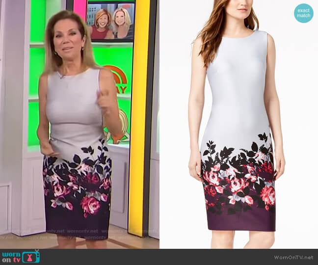 Calvin Klein Border-Print Scuba Sheath Dress worn by Kathie Lee Gifford on Today