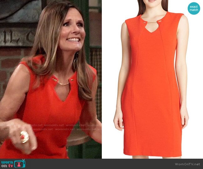 Calvin Klein Chain-Detail Sheath Dress worn by Lucy Coe (Lynn Herring) on General Hospital