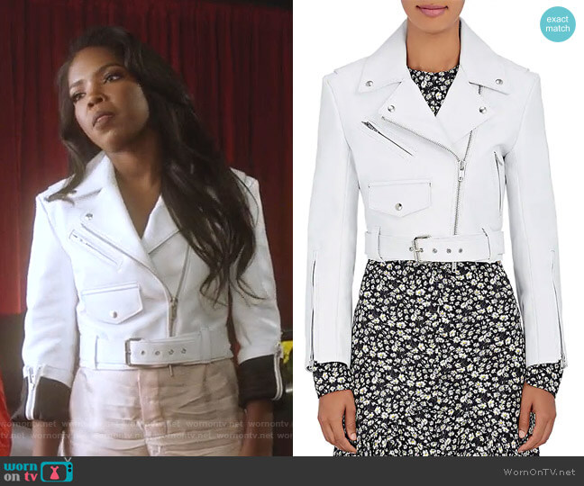 Calvin Klein 205W39NYC Leather Moto Jacket worn by Alexandra Crane (Ryan Destiny) on Star