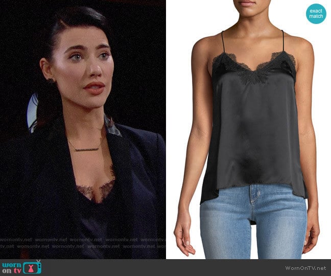 Cami NYC The Racer Silk Charmeuse Camisole w/ Lace worn by Steffy Forrester (Jacqueline MacInnes Wood) on The Bold and the Beautiful