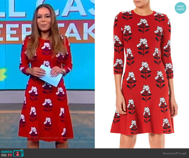Carolina Herrera Floral Knit A-Line Dress worn by Sunny Hostin on The View