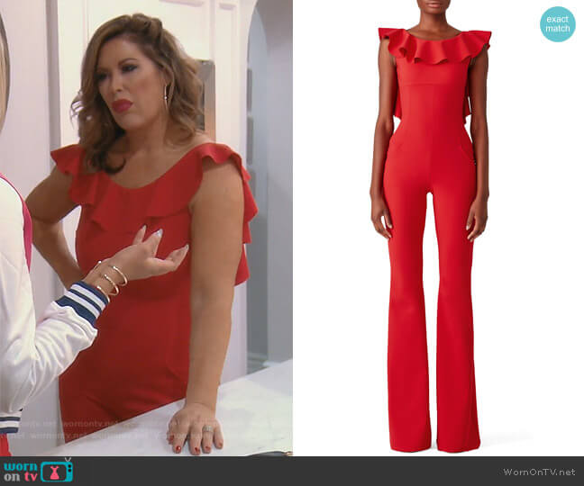 Chiara Boni La Petite Robe Ruffle Back Jumpsuit worn by Emily Simpson on The Real Housewives of Orange County
