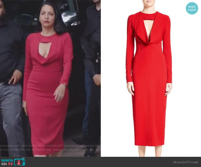 Cushnie Et Ochs Cowl Neck Pencil Dress worn by Camila Vargas (Veronica Falcón) on Queen of the South