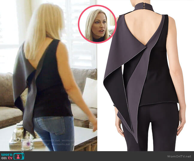 Cushnie Et Ochs Cascading Drape Top worn by Stephanie Hollman on The Real Housewives of Dallas