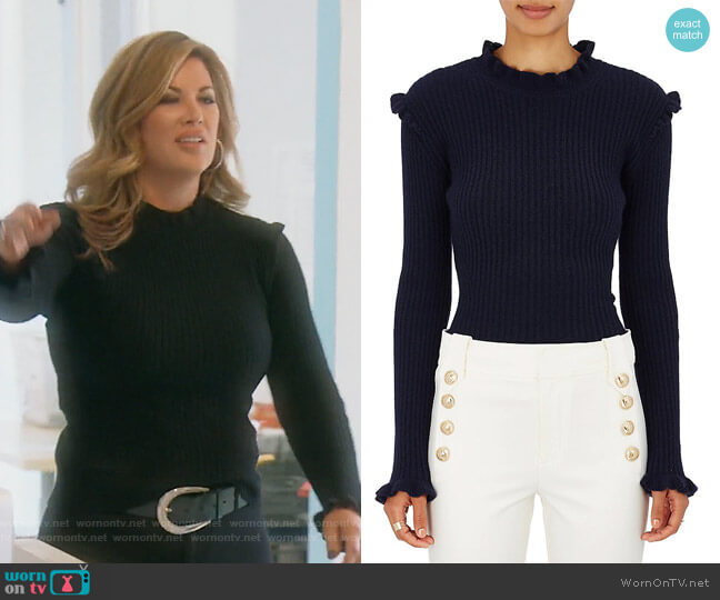 Derek Lam 10 Crosby Cashmere Embellished Rib-Knit Sweater worn by Emily Simpson on The Real Housewives of Orange County