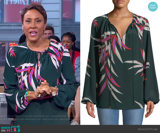 Diane von Furstenberg Silk Print Blouse worn by Robin Roberts on Good Morning America