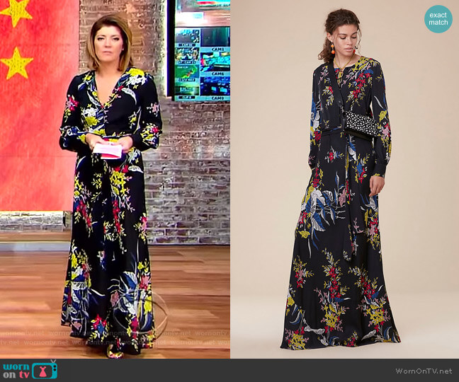 Diane Von Furstenberg Waist Tie Maxi Dress worn by Norah O'Donnell on CBS Mornings