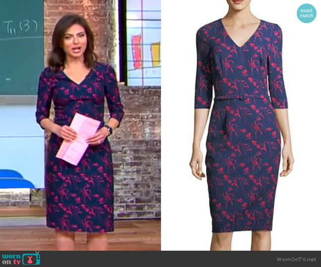 David Meister Floral-Print 3/4 Sleeves Sheath Dress worn by Bianna Golodryga on CBS Mornings